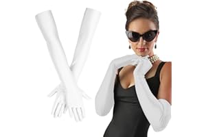 SANGCCA Guantes Largos Mujer, Guantes Largos de Satén Negros para Mujeres y Niñas, Guantes Largos - Accesorio Elegante para Disfraces, Halloween, Carnaval, Fiestas y Festivales, Tamaño Universal