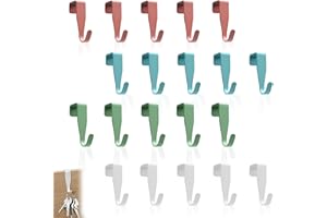 JIHXYER Set di ganci per porta, in acciaio al carbonio, 20 pezzi, ganci appendiabiti colorati, robusti in 4 colori (bianco, rosso, blu, verde), ideali per ante dell'armadio, camera, cucina e bagno