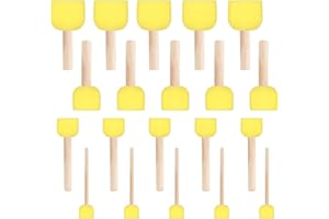 Ouligay Juego de 20 pinceles redondos de esponja, pinceles de esponja, pinceles redondos, esponjas, pinceles para pintar para manualidades, herramientas de cerámica, 4 tamaños