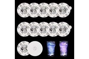 SILKWISH 12 sztuk naklejek LED, nastrojowe światełka 7 kolorów, 6 cm podstawki, samoprzylepne naklejki świecące, szklane butelki, dekoracyjne oświetlenie do baru, imprezy, herbaty, piwa, kubka