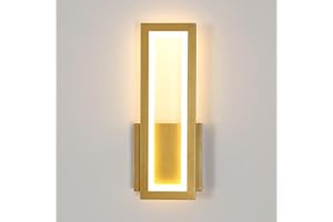 Osairous Applique LED da Parete Interno, 16W 2000LM Lampada da Parete Moderno in Acrilico, Lampada a Muro Oro Corridoio Luce Calda 3000K per Soggiorno, Camera da Letto, Studio, Balcone, 32CM