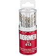 Dormer A094413 HSS High Speed Steel Jobber Drill Bit Set with 118 Degree Tin Tipped Split Point, Set of 13