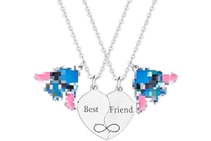 MADHAHEFU 2PC Best Friend Necklace Friendship Matching Necklace Best Friend Heart Gifts Graduation Birthday Christmas Jewellery Gifts for Friend Sister
