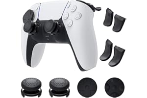 GAMSURFING Joystick Caps Set for DualSense PS5 Controller-1 Pair Thumb Grip,2 Pairs Mid & Long L2 R2 Trigger Extenders and 1 Pair D-Pad Buttons Caps,Game Accessories for Sony PS5 Dualsense Controller