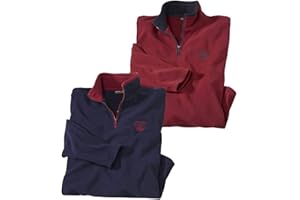 ATLAS FOR MEN - Lot de 2 Pulls en Micropolaire pour Homme - Léger et Doux - Parfait pour l'hiver - Disponible en Grandes Tailles du M au 5XL