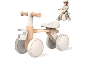 SWEETMIRTH Baby Balance Bike 1 2 Year Old Toddler Ride On Toys with Cup Basket, 4-Wheel Toddler Bicycle 1 2 Year Old Girls Boys Gifts,Adjustable Handlebar & Seat,1st Birthday Gifts First Bike for 10-24 Months