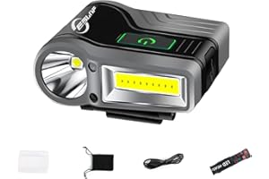 ‎ACEMALL Acemall Wasserdicht LED Clip On Cap Leicht, Wiederaufladbar Stirnlampe mit Sensorsteuerung, Leichtgewichts Kopflampe zum Angeln, Laufen, Camping, Lesen, Hundegehen, Handarbeit