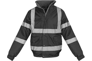 shelikes Hi Vis Viz Visibility Bomber Workwear Security Safety Fluorescent Hooded Padded Waterproof Work Wear Jacket Coat