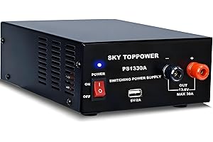 SKY TOPPOWER DC Power Supply 13.8V 30A Benchtop AC to DC Converter 5V/2A USB Port, Powering Amateur Radio, Ham Radio, Amplifiers Radio Scanners, Communication Equipment