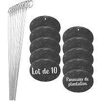 Étiquettes Plantes Ardoise KINGLAKE 20pcs - 15x2cm, Avec Stylo, Réutilisable Jardin Potager