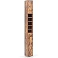COSTWAY Slim Bathroom Tall Cabinet, Freestanding Storage Cupboard with 2 Doors, 1 Drawer & Adjustable Shelves, Wooden High Floor Cabinet Unit for Bathroom Living Room, 20x20x180cm (Rustic Brown)