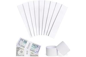 L LIKED 300 Blank White Money Bands for Notes UK, Self Adhesive Currency Straps, 205 x 39mm Bill Wrappers