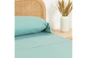 TRAMAS+ Completo Lenzuola Matrimoniale 160x200, 100% cotone, Biancheria da Letto, Lenzuola e 2 federa da letto, Certificata STANDARD 100 by OEKO-TEX - Verde Tiffany