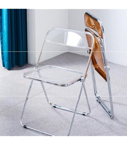 Chaise Pliante Transparente Moderne - Acrylique & Cadre Chromé - Supporte 100kg - Idéale Salon/Salle à Manger