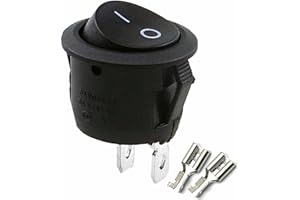 ‎FUCHSWERK Kippschalter Wippschalter 2 polig rund, Rot Schwarz Weiß ON/OFF 6A/250V Kunststoff push Button Switch kfz | schwarz