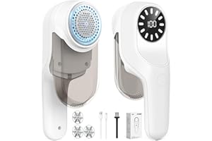 PKBD Gran Quitapelusas Electrico Quita Pelusas Ropa Recargable con 3 Cuchillas Extra, Pantalla LED y Gran Almacenaje - Elimina Fácilmente Quita de Las Ropa