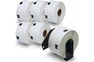 BETCKEY Compatible White Label Replacement for Brother DK-11220, 39mm x 48mm [6 Rolls/3720 Labels+1 Reusable Holder Frame]