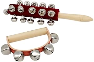 GICO Set: Schellenrassel / Schellenstab und Schellenkranz aus Holz für Kinder Musikinstrument- 3850-3852