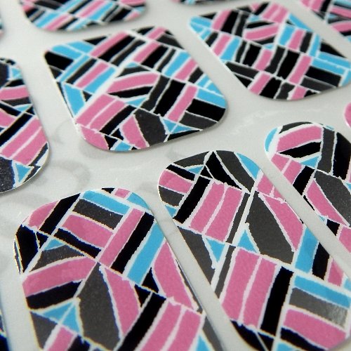 Chix Nails Nail Wraps Patchwork Blue Silver Designer Fingers Toes Vinyl Foils Minx Trendy Style