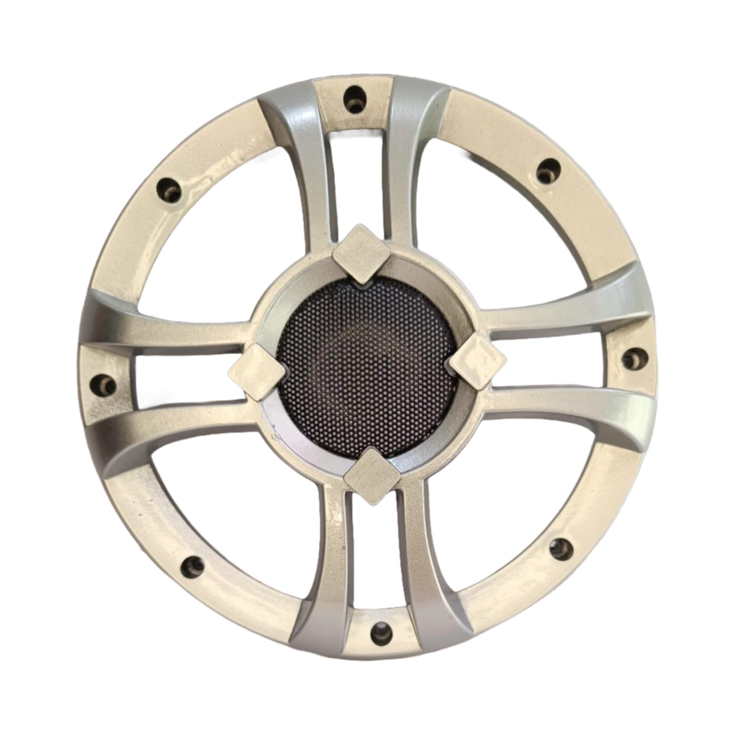 TOYOTONE High Impact ABS Plastic Fancy Hollow Mesh High Polished Subwoofer & Woofer Cabinet Grill for Car and Home Audio Systems (Suitable for 10-Inch Woofer, and Subwoofer)(Silver)