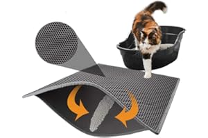 FXXSWEY Alfombrilla arenero Gatos Cat Litter Mat Impermeable Alfombra de Basura rascadores Litter Trapping Doble Capa Fácil de Limpiar Estera para Gatos (40 * 50)