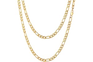 FOCALOOK Chaîne Collier Homme Figaro 5mm en Acier Inoxydable/Plaqué Or/Noir - Longueur 45cm/50cm/55cm/60cm/65cm/70cm/75cm