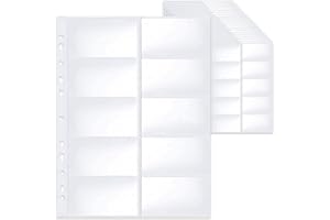 KMKANPO Paquete de 20 Funda para Tarjetas de Visita A4 con 10 Compartimentos,funda carta transparentes con 11 Agujeros,para Tarjetas Fotos Postales(104 * 59mm)