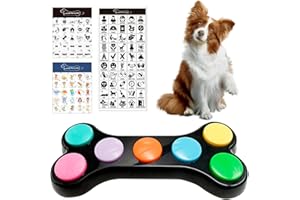 HOVCEH Satz Von 7 Farben Hunde Kommunikation Button, Buzzer mit Aufnahmefunktion, Hunde Buttons zum Sprechen mit 100 Aufklebern, Hundetraining Verhaltenshilfen, Trainieren Sie Ihren Hund,um zu Sagen