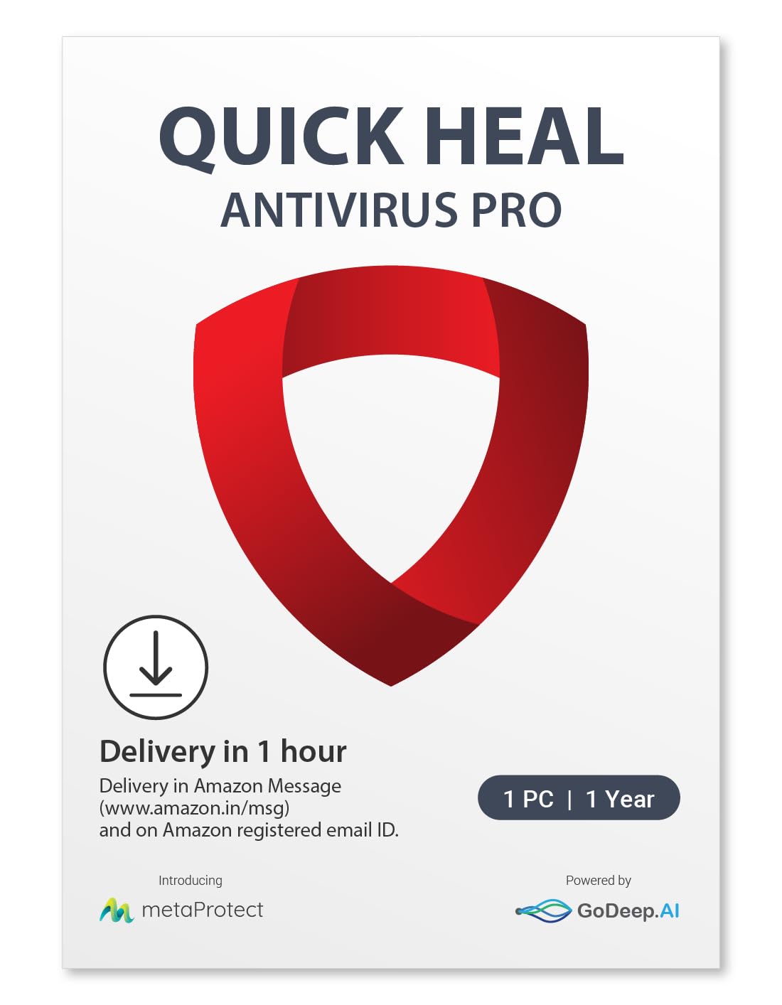 Quick Heal | Antivirus Pro | 1 user | 1 Year | AI Based Device Security for Laptop | Email and Browsing Protection (Email Del