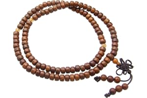 Agathe Creation 1910091931 - Collana rosario con 108 perle in semi di Bodhi, sementi di loto, portafortuna, fatto a mano