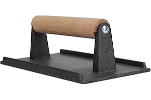 TOTITOM Pressa per Hamburger in Ghisa,Smash Burger Press Ghisa Grill Press Steak Bacon Weight Press Barbecue Piastra Press con manico in legno Pressa per carne per piastra Regalo di San Valentino