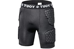 TUOY Padded Compression Shorts Padded Football Girdle Hip and Thigh Protector for Football Paintball Basketball Ice Skating Rugby Soccer Hockey and All Other Contact Sports