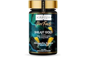Kapiva Shilajit Gold 60 Capsules | Contains 24 Carat Gold | Boosts Stamina In 4 Weeks | 100% Ayurvedic