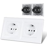 Klarlight Double Wall Plug 16Amp, EU Standard Double Surface Plug for Home, Office, Double Power Outlet, Box Wall Sockets, Wh