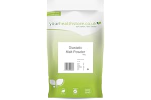 yourhealthstore Premium Diastatic Malt Powder 500g, 80-120 Lintner, Barley Malt for Bread Making (Resealable and Recyclable Pouch).