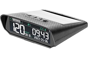 MOMOTOU Drahtloses Auto HUD Head-up-Display Solarbetriebener Windschutzscheibenprojektor Digitaler Tachometer Gesamtkilometerstand Datum 1000 mAh Akkukapazität (Schwarz)