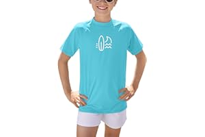 BesserBay Jungen Kurzarm Rundhals UV Shirt Rashguard UPF 50+ Schwimmshirt Kinder Badeshirt 110-160