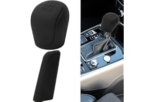 LUXIREMI A set 5-Speed Car Gear Stick Shift Cover and Handbrake Cover,Universal Car Shift Knob Cover, Elastic Silicone Gear Stick Knob Cover ，Suitable for Manual Automatic Transmission Gear Knob. (Black)