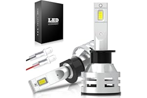 BraveWAY Ampoule H1 LED 60W 16000LM 6000K Lampes Phares Projecteur pour Voiture et Moto 400% de Luminosité Anti Erreur Blanc Xénon étanche Kit De Conversion Ampoule,Lot de 2