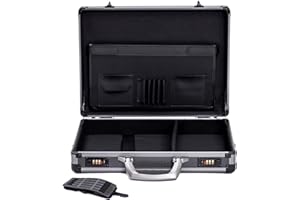 AR BRAND EST. 2021 Aluminium Briefcase Business Office Travel Work Laptop Attaché Bag (Black) Slim Design with Shoulder Strap