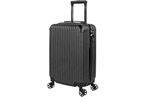 ITACA - Maleta de Cabina 55x40x20 - Maletas De Viaje Cabina Rígidas Trolley con 4 Ruedas Dobles para Avion Ligera Equipaje De Mano Candado de Combinación. Compatible Ryanair, Negro