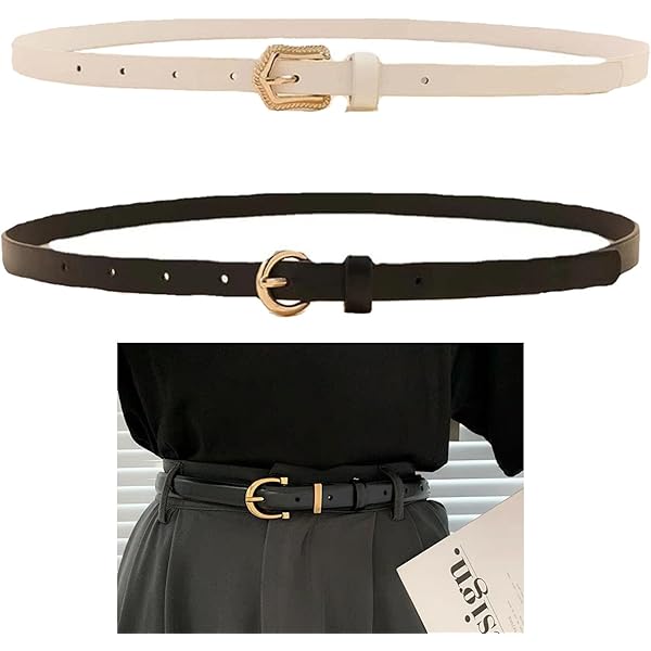 GUUFOO 2 Pièces Ceinture Fine En Métal Avec Chaîne, Décoration Simple Pour Robe, Strass Corps Métallique, Elastique Pour Femmes Et Filles