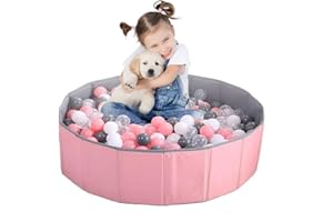 KBIBCK Piscina de pelotas plegable para bebés, 80 cm, niños, guardería, parque infantil, portátil para perros y gatos, interior y exterior, pelotas no incluidas (rosa)