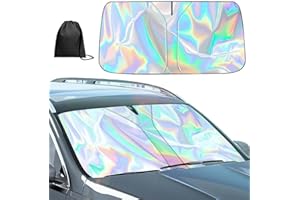 AriKroii Parasole Auto,Ombrello parasole per auto parabrezza pieghevole,Parapioggia laser resistente ai raggi UV, Parasole per parabrezza per la maggior parte delle Auto(145x80 cm)