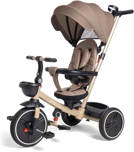 Kinderkraft Triciclo ASTON, Bicicletta, Passeggino con Maniglione, Accessori, per Bambini da 9 Mesi fino a 5 Anni, Grigio - Giochi e Prodotti per l'Età Evolutiva