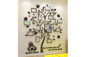 GUANGMU Adesivi Murali Albero Della vita Adesivo da Parete 3D DIY Famiglia Cornice Albero Adesivo Muro per Foto per Camera da Letto Soggiorno Divano (S:130 * 107cm)
