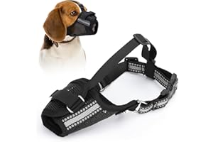 Nobleza - Muselière pour Chien, Muselière en Maille Douce pour Moyens Chiens, Muselière Respirante, Réfléchissante et Ajustable pour Museliere Chien, Museliere Anti-Morsures(M)
