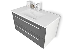 Sieper I Waschtischunterschrank 90 x 50 cm mit Waschtisch, Libato Badezimmermöbel, Badezimmerunterschrank I Arktisgrau