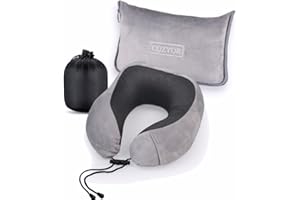 Cozyor Reiseset 2-teilig: Nackenkissen + Reisekissen & Reisedecke 2 in 1 mit Hülle - Ultraleicht & kompakt mit Rucksack-Clip und Kofferbefestigung, Flugzeugdecke 170x100 cm Nackenhörnchen