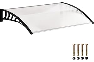 Outsunny Pensilina Tettoia da Esterno 150x90cm, Tettoia per Esterno in Policarbonato e Alluminio, per Balcone Finestre e Porte, Trasparente